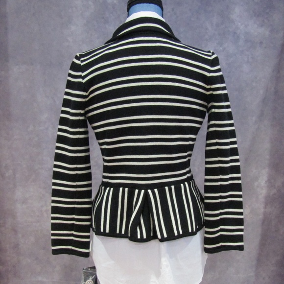 NEW Style & Co Black & White Knit Peplum Blazer PS - Picture 3 of 5